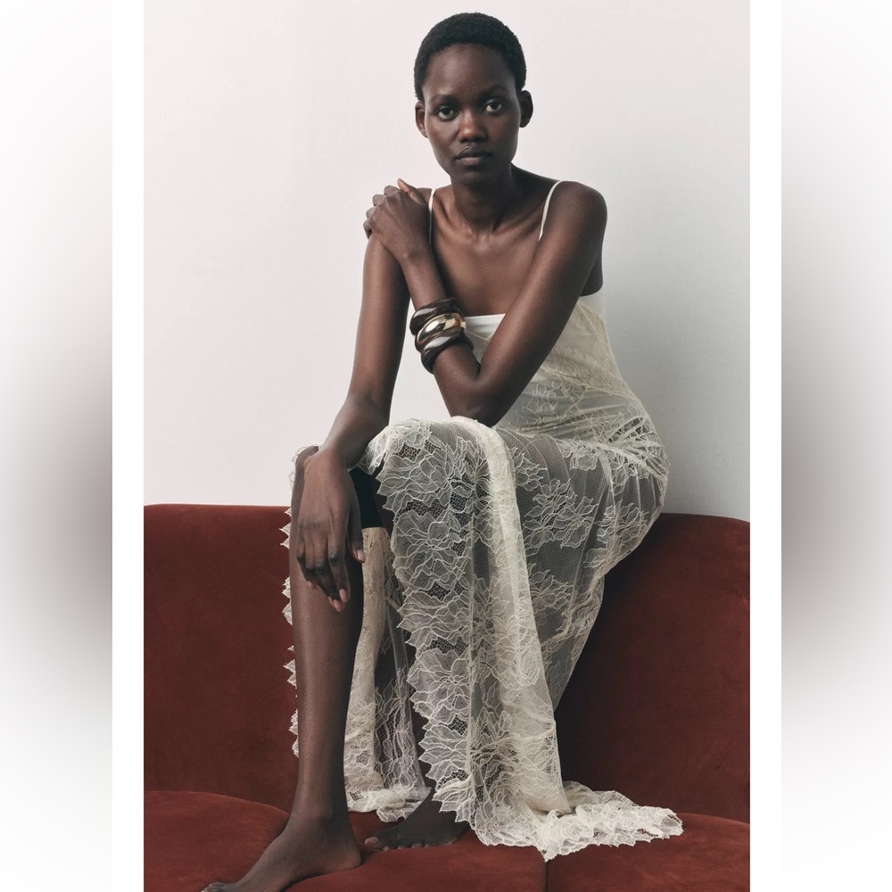 Zara Ivory Lace Maxi Dress